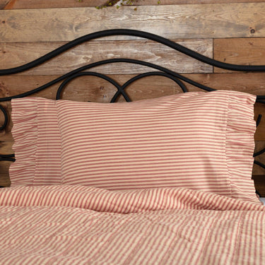 Sawyer Mill Red Ticking Stripe Standard Pillow Case Set of 2 21x30 VHC Brands - The Fox Decor